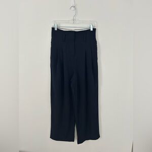 High rise pleated navy blue pant